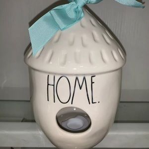 Rae Dunn Acorn Shaped Home Birdhouse Teal Bow